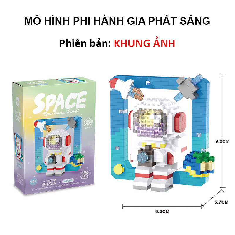 Đồ chơi lắp ráp mô hình phi hành gia phát sáng - xếp hình nhà du hành vũ trụ có đèn led phát sáng 3 chế độ