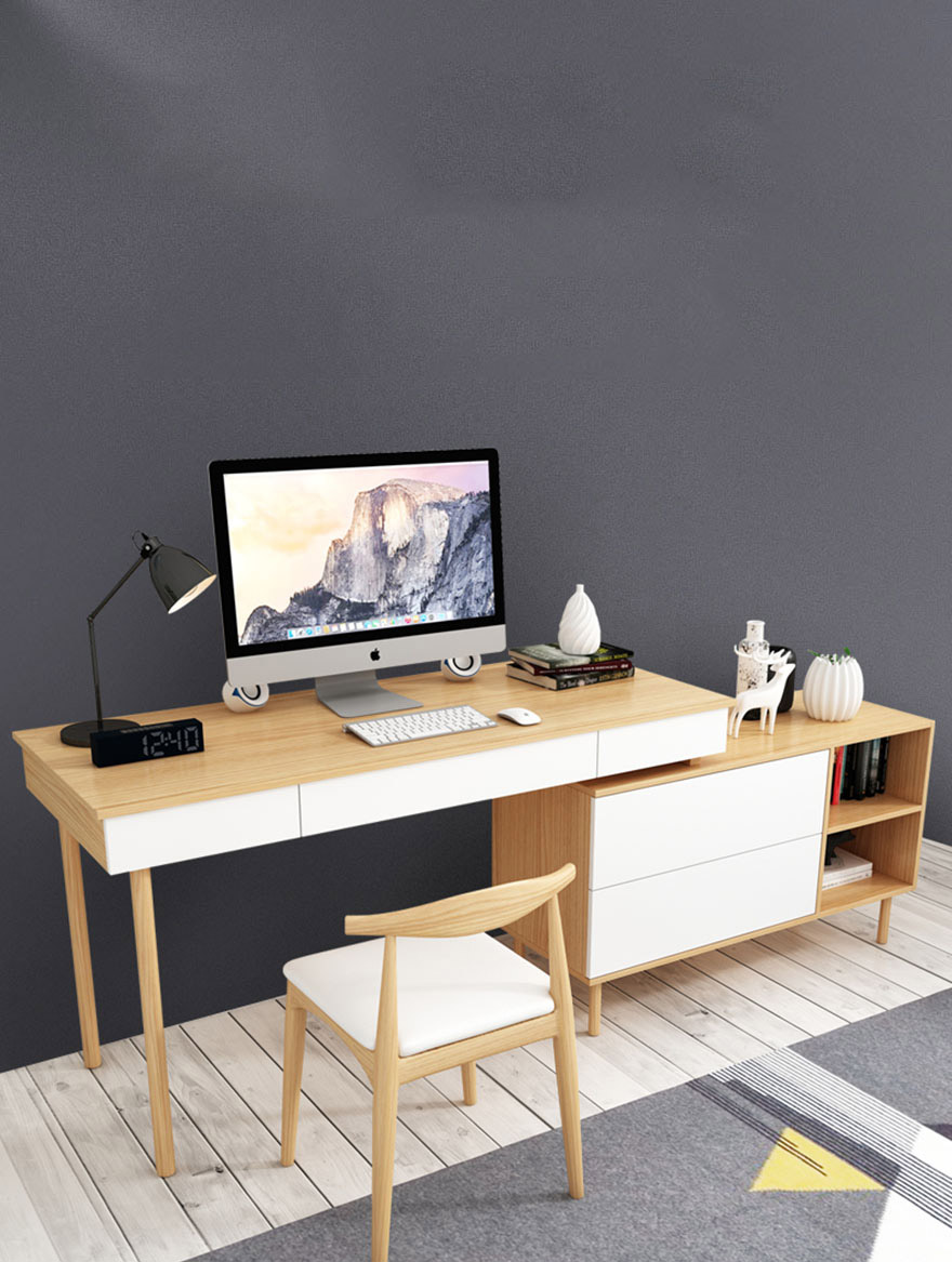 Bàn làm việc liền tủ tại nhà bằng gỗ đẹp