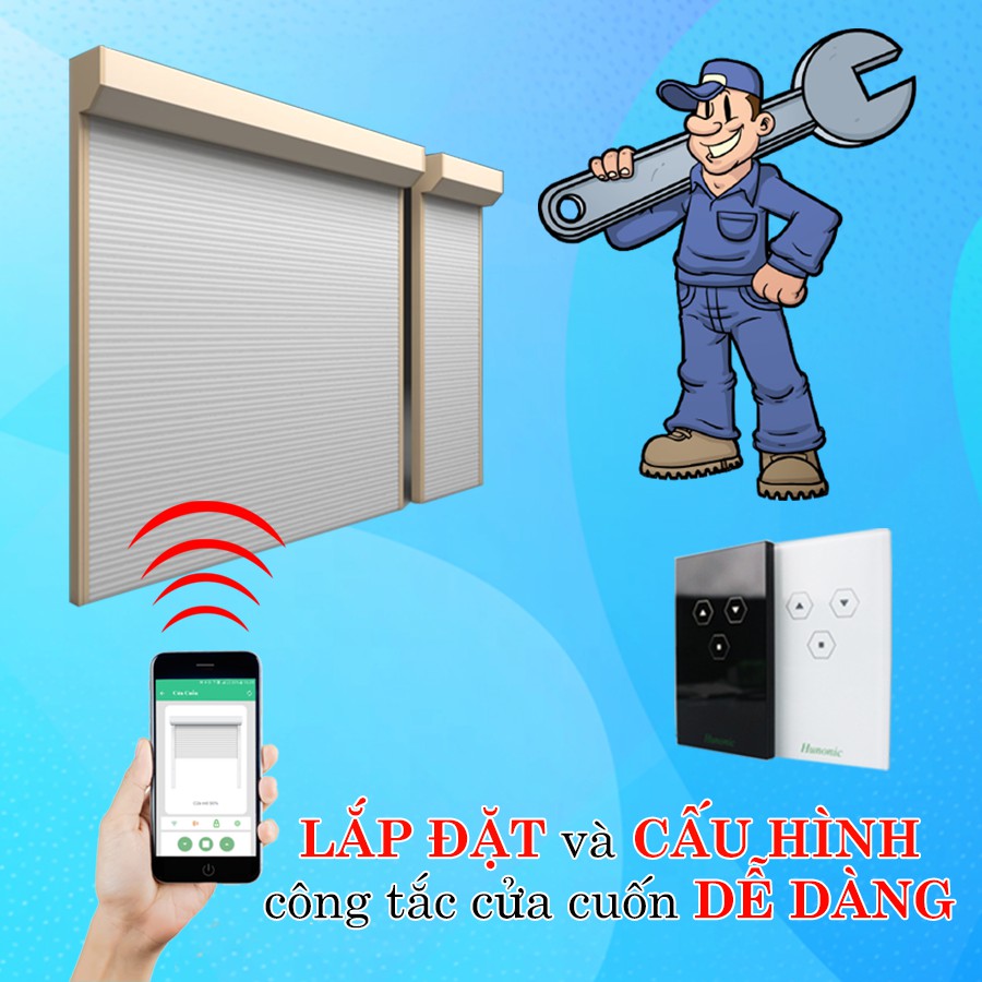 Công tắc cửa cuốn thông minh Smart Home hỗ trợ Google Assistant . Công tắc cảm ứng WIFI kính cường lực- Công tắc điện 2 màu đen trắng | Hàng Việt Nam Chất Lượng Cao