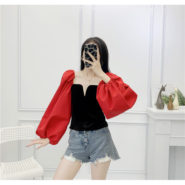 Áo kiểu cổ V tay phồng - A05S