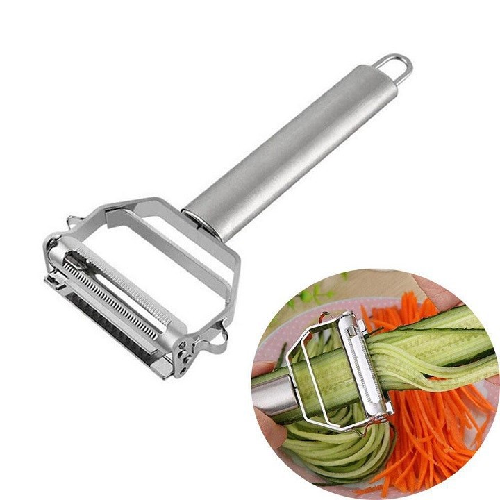 Nạo sợi rau củ cầm tay 3 trong 1 bằng inox 304, Dao nạo rau củ, gọt hoa quả đa năng - Chính hãng MINIIN