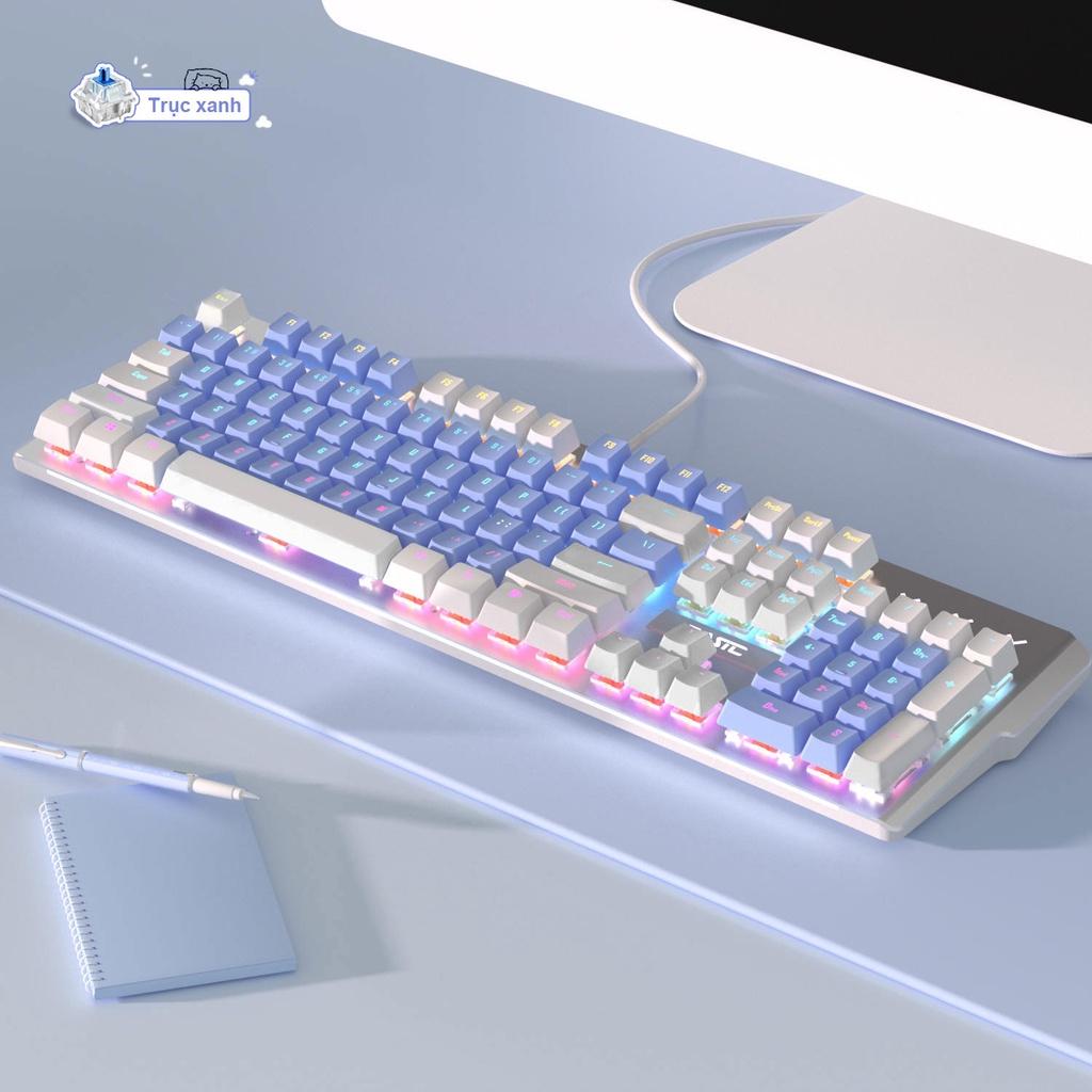 Bàn phím cơ gaming có dây ONIKUMA BASIC Blue switch 104 phím có đèn RGB màu trắng xanh/đen dành cho máy tính/laptop [Hàng chính hãng