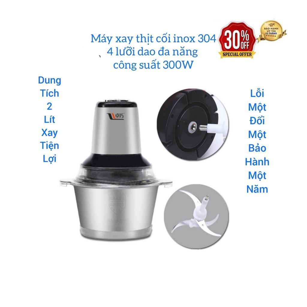 Máy xay sinh tố, máy xay thịt đa năng 2 tốc độ dung tích 2.0 lít, công suất 300W, máy xay cầm tay cối inox 304