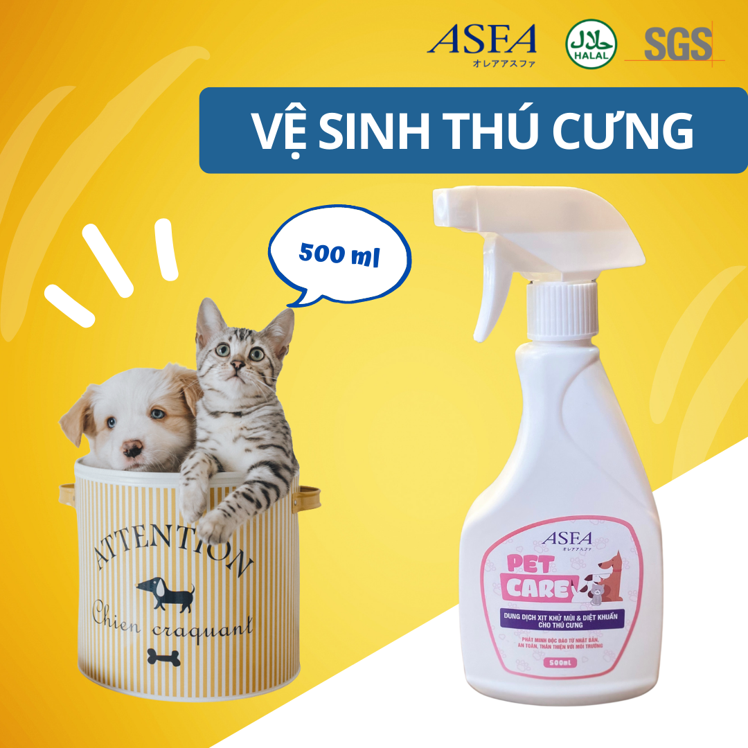 Nước Xịt Khử Mùi, Diệt Khuẩn Cho Chó Mèo ASFA Pet Care 500ml