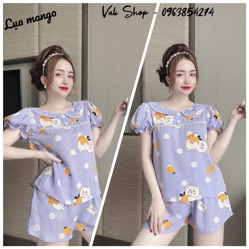 Đồ ngủ mặc nhà lụa mango hoạ tiết freesize 42-57kg