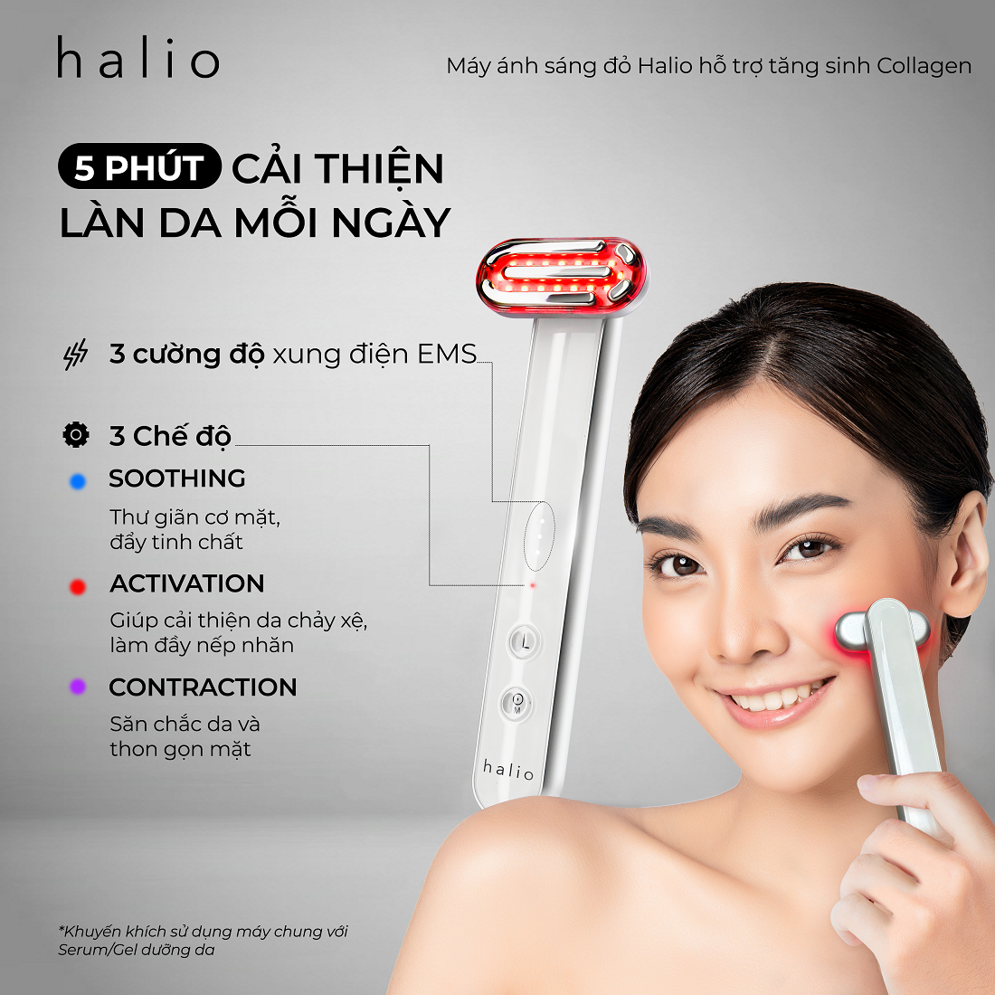 Máy Ánh Sáng Đỏ Giúp Trẻ Hoá Da Halio Red Light Therapy Device 3 in 1 - Hàng Chính Hãng