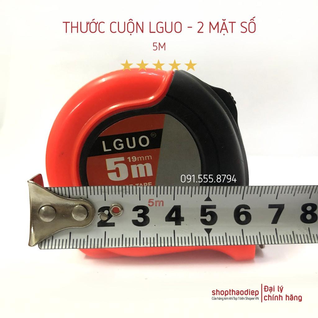 Thước Cuộn 5m - 7.5m LGUO 2 mặt số bản 25mm, Thước Dây LGUO Số To và Lỗ Ban