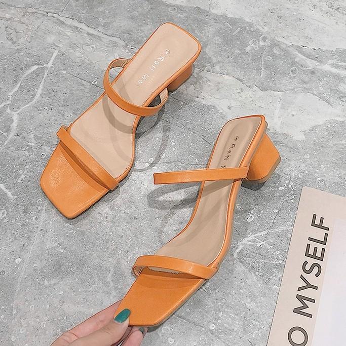 Women's high heel sandals with fashion low heel straps