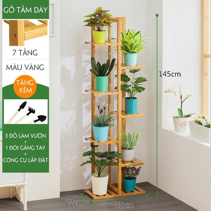 Kệ Trang Trí Cây Cảnh Trong Nhà Bằng Gỗ Tặng Kèm Bộ Dụng Cụ Trồng Cây