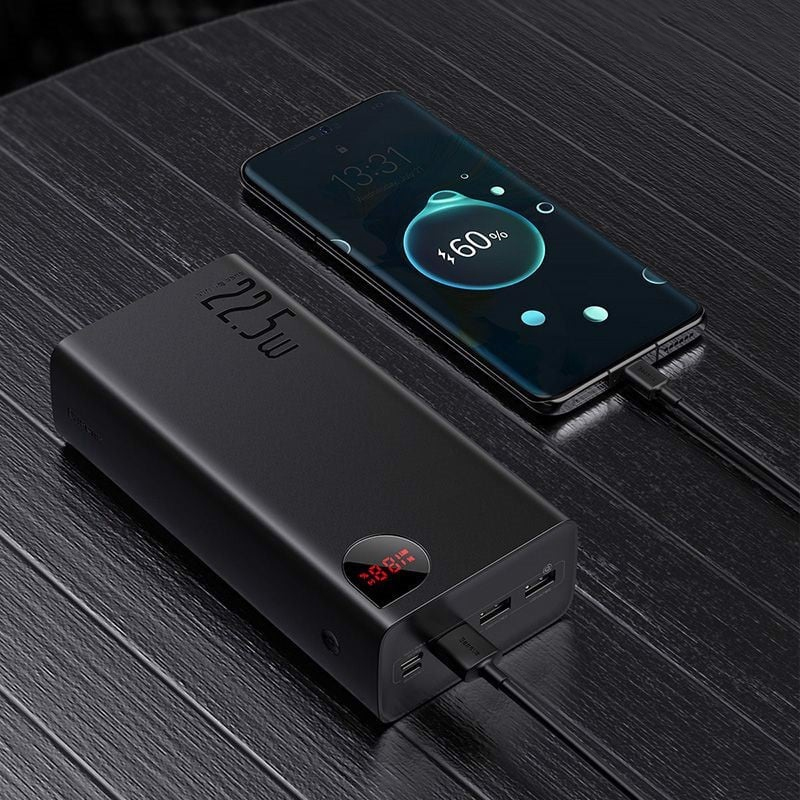 Sạc Dự Phòng OS-Baseus Adaman Digital Display Fast Charge Power Bank 40000mAh 22.5W Black (Kèm cáp USB to C 30cm) (Hàng chính hãng)