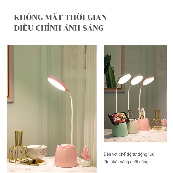 Đèn Học Để Bàn Tích Điện Chống Mỏi Mắt, Với 3 Chế Độ Sáng Bảo Vệ Mắt - Đèn Bàn Học Mini Không Dây Cảm Ứng Xoay Được