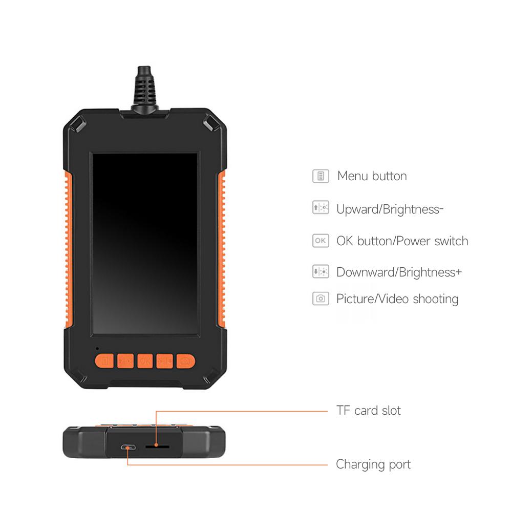 Multifunction 1080P Industrial Endoscope 4.3 inch Screen 8mm Camera 8 LED Lights 4cm-500cm Focal Length IP67 Waterproof