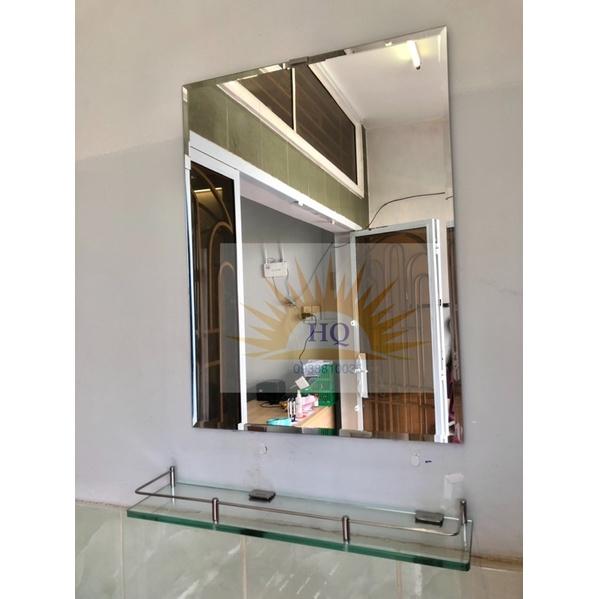 Bộ gương vuông kt 35x45cm + kệ kiếng rào Inox 304
