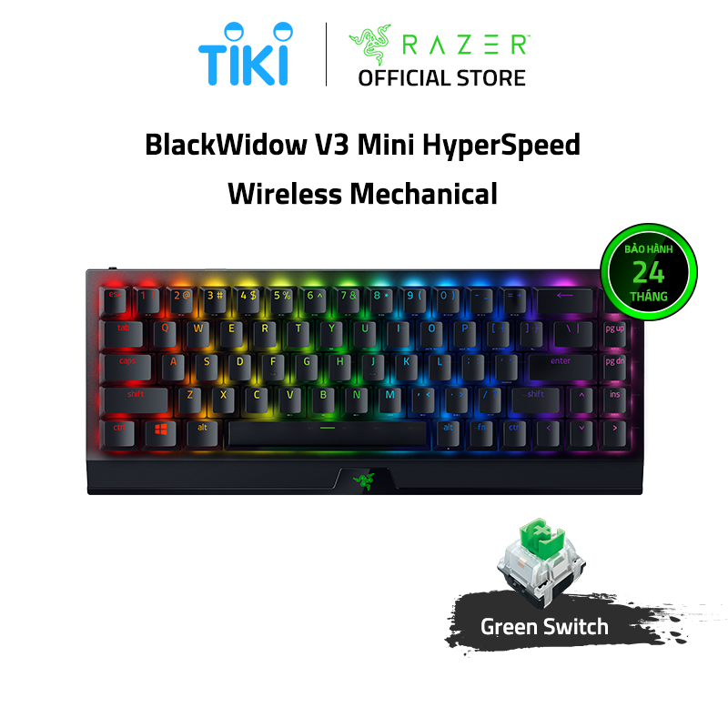 Bàn phím Razer BlackWidow V3 Mini HyperSpeed-Wireless Mechanica-Green Switch_RZ03-03891400-R3M1- HÀNG CHÍNH HÃNG