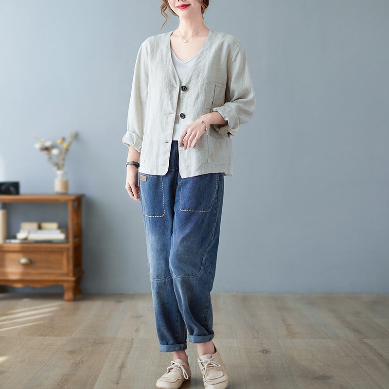 Áo vest Blazer Linen nữ dài tay, chất vải linen mềm mại, thời trang công sở ARCTIC HUNTER AH07