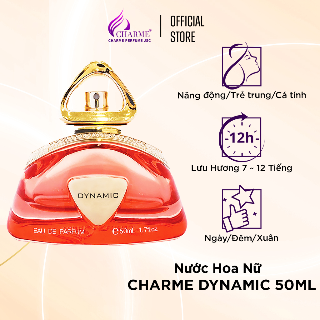 Nước hoa nữ cao cấp Charme Dynamic 50ml hương chang vàng tươi mát lưu hương lâu cho những cô nàng năng động