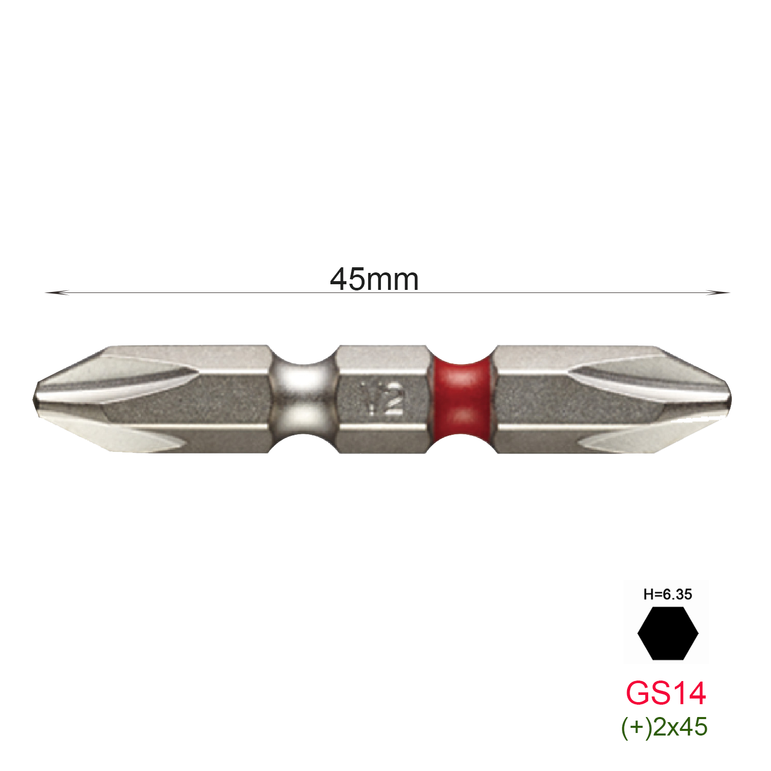 Mũi vặn vít 2 đầu GS14 chuôi lục giác H = 6,35mm Vessel