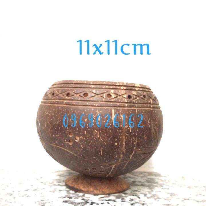 COMBO 2 CÁI CHẬU GÁO DỪA TRANG TRÍ HOA VĂN 11X11CM