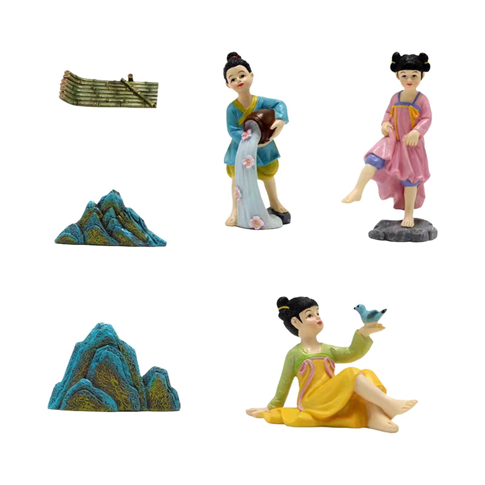 6x Resin Statue Fairy Garden Accessories Cabinet Miniature Garden Figurines