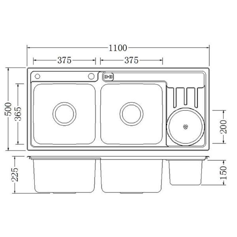 Bộ 1 chậu rửa chén Eurolife EL-C3 (Trắng bạc) + 1 bình xịt nước rửa chén + 1 rổ Inox