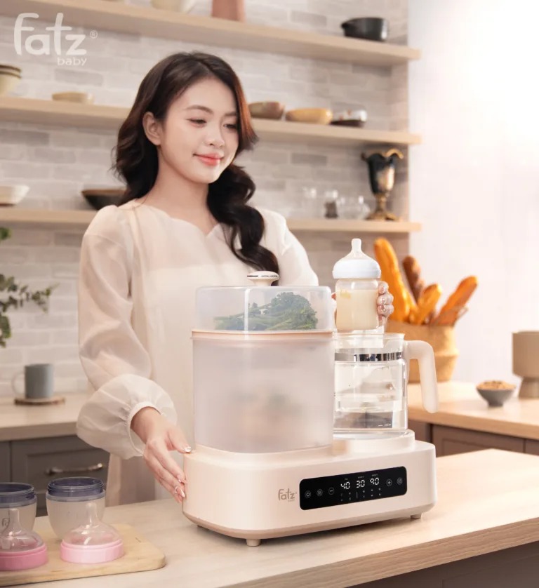 Máy đa năng điện tử Fatz Baby Multimax 12 Tiệt trùng/ Sấy khô/ Hấp/ Đun/ Hâm nước &amp; nấu chậm FB9503KB