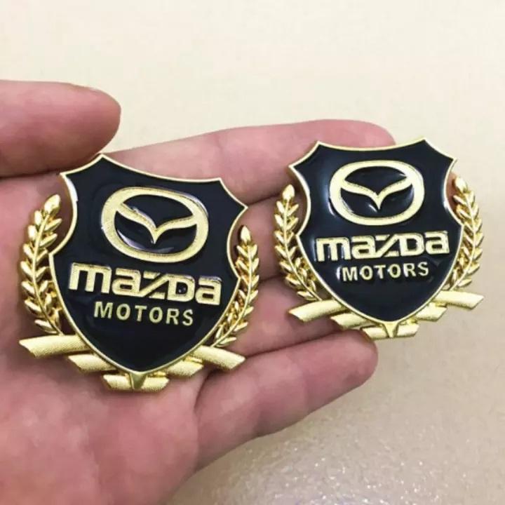 Bộ 2 Logo bông lúa nổi Mazda dán trang trí Ngoại thất ô tô