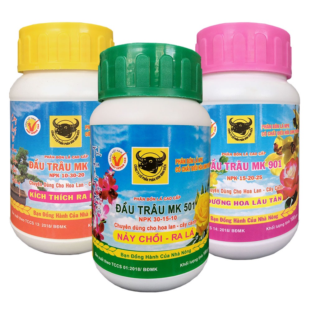 Combo 3 lọ phân bón lá đầu trâu 501-701-901, Phân Bón Chuyên Dụng Cho Hoa Hồng, Cây Cảnh