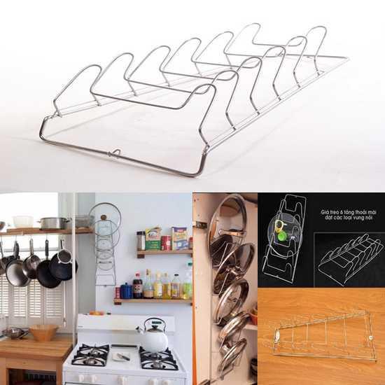Giá treo vung nồi chất liệu inox 6 tầng tiện lợi