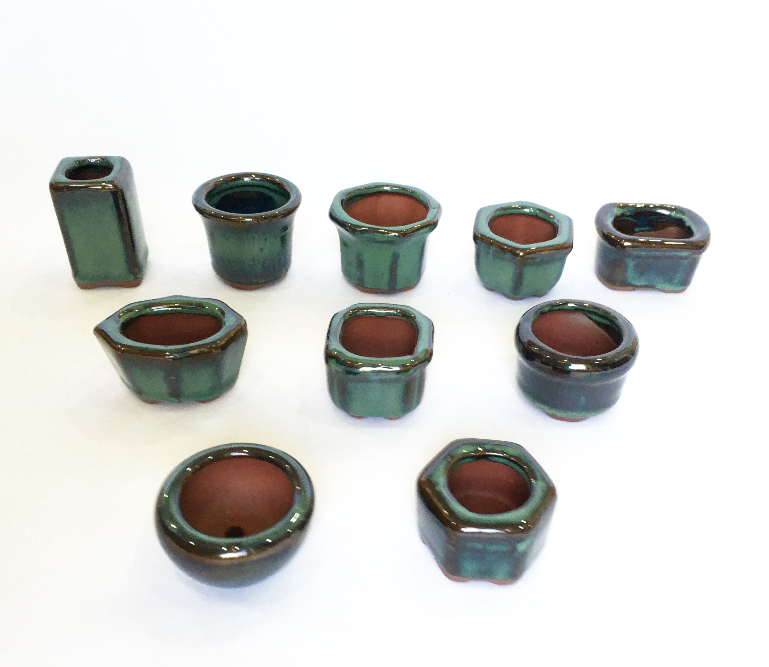Set 10 mẫu chậu trồng bonsai, sen đá mini men hỏa biến có lỗ  Chậu gốm sứ Bát Tràng