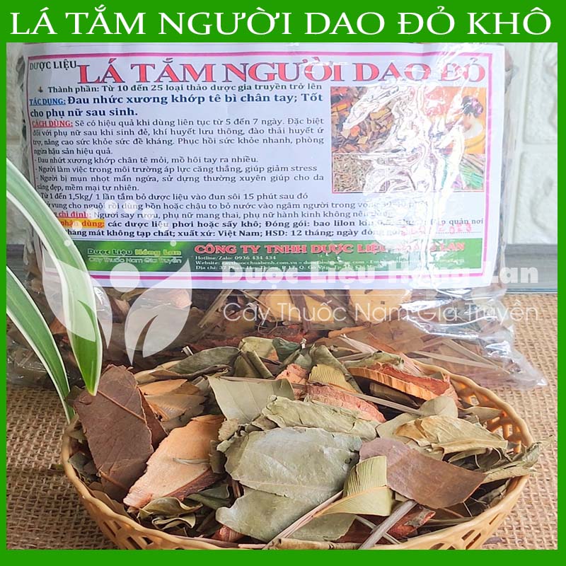 Lá Tắm Người Dao Đỏ khô sạch đóng gói 500gram