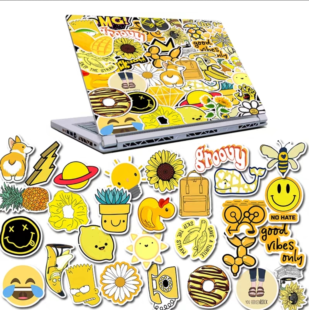 Sticker tone vàng yellow decal dán laptop , điện thoại hình dán trang trí