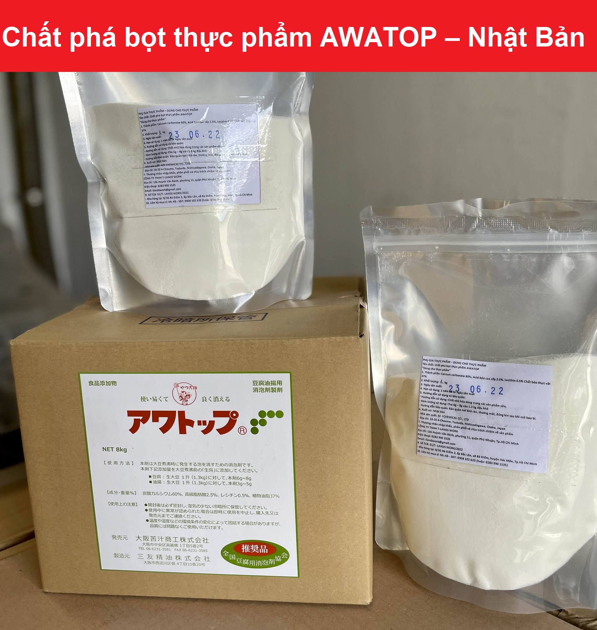 2kg Awatop Nhật Bản chất phá bọt tan bọt sữa đậu nành