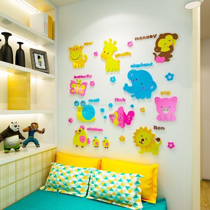 Tranh dán tường mica 3d decor khổ lớn trang trí mầm non, mẫu giáo, phòng cho bé