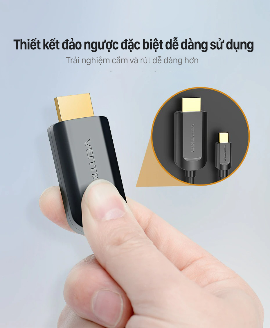 Cáp Type-C to HDMI cho MacBook, Điện Thoại, Laptop chất lượng 4K 2K 1,5m Vention CGUBG - Hàng chính hãng