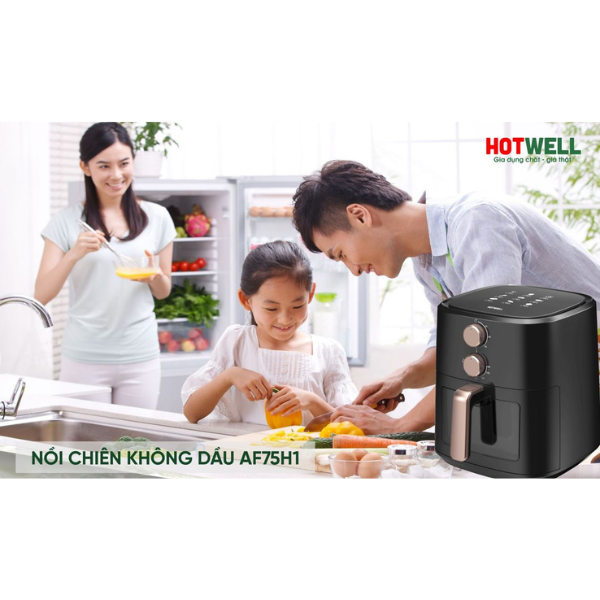 Nồi Chiên Không Dầu HOTWELL AF75H1 7.5 Lít, Bảo Hành 12 Tháng, 1 Đổi 1 Trong 100 Ngày - Hàng Chính Hãng