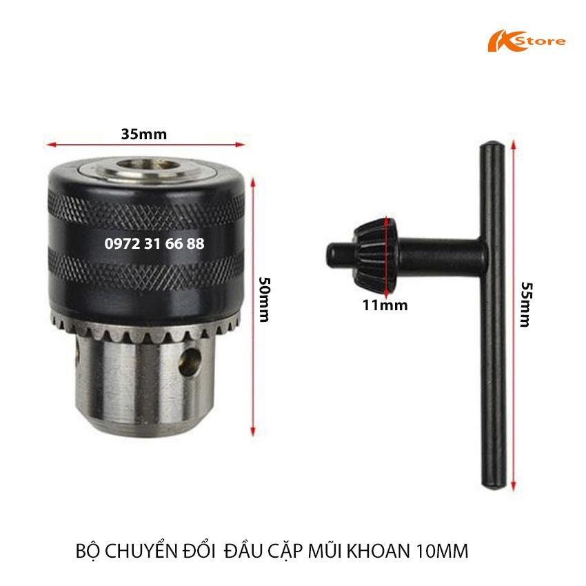 BỘ ĐẦU CHUYỂN ĐỔI MÁY VẶN VÍT THÀNH MÁY KHOAN - BỘ CHUYỂN ĐỔI ĐẦU CẶP MŨI KHOAN 10MM KHÓA TAY