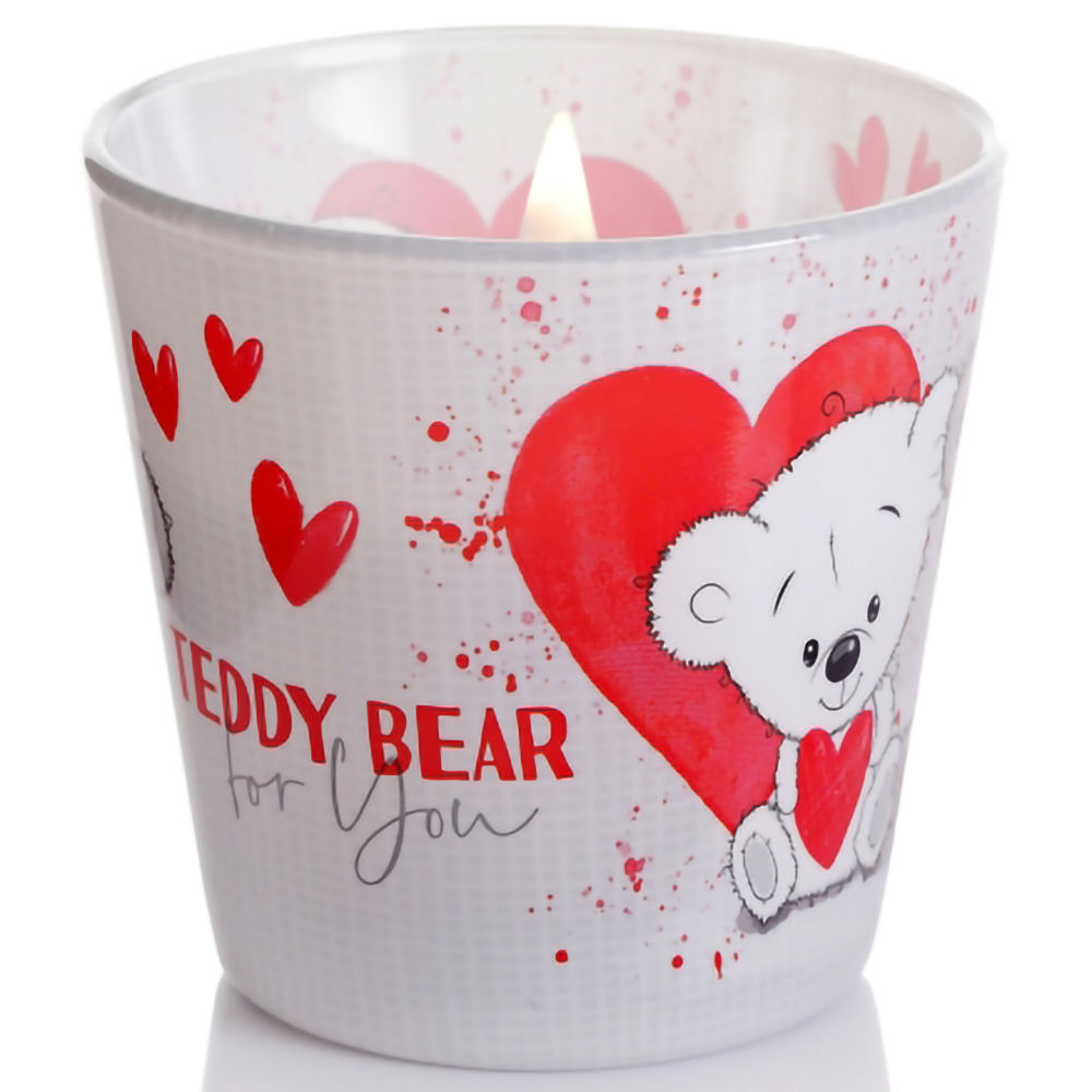 Ly nến thơm tinh dầu Bartek Teddy Bear 115g QT8857 - hương hoa hồng