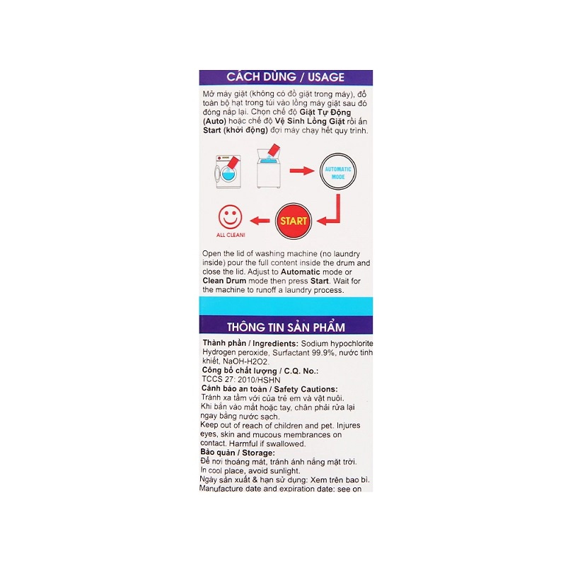 Hộp bột tẩy vệ sinh lồng máy giặt Hando 200g (Hộp 2 x 100g)