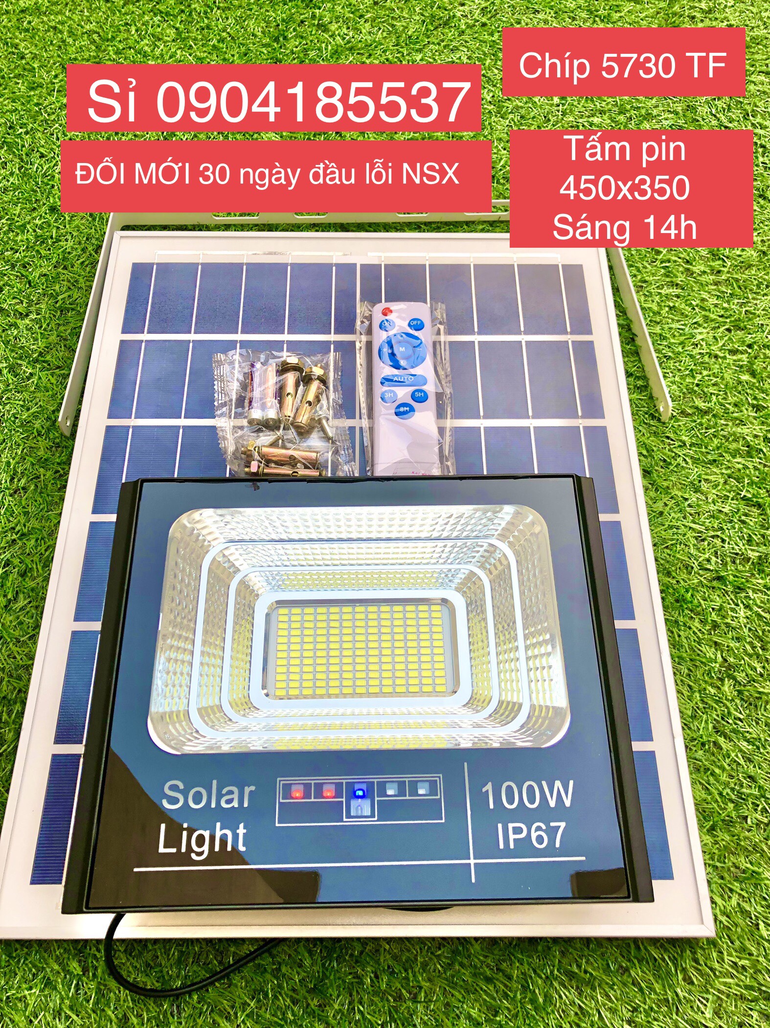 Đèn LED Pha Năng Lượng Mặt Trời 100W IP 66 25000 mAh 6.4 V