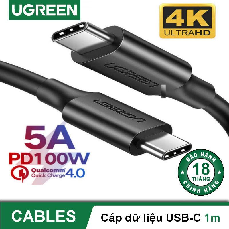Cáp sạc 2 cổng USB-C hỗ trợ sạc nhanh PD 60W, dài 1m UGREEN US266 50230 dòng tối đa 3.1A - Hàng chính hãng