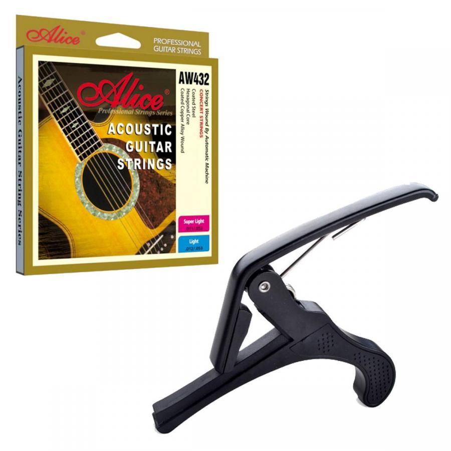 Combo dây đàn guitar acoustic Alice AW432+ Capo guitar