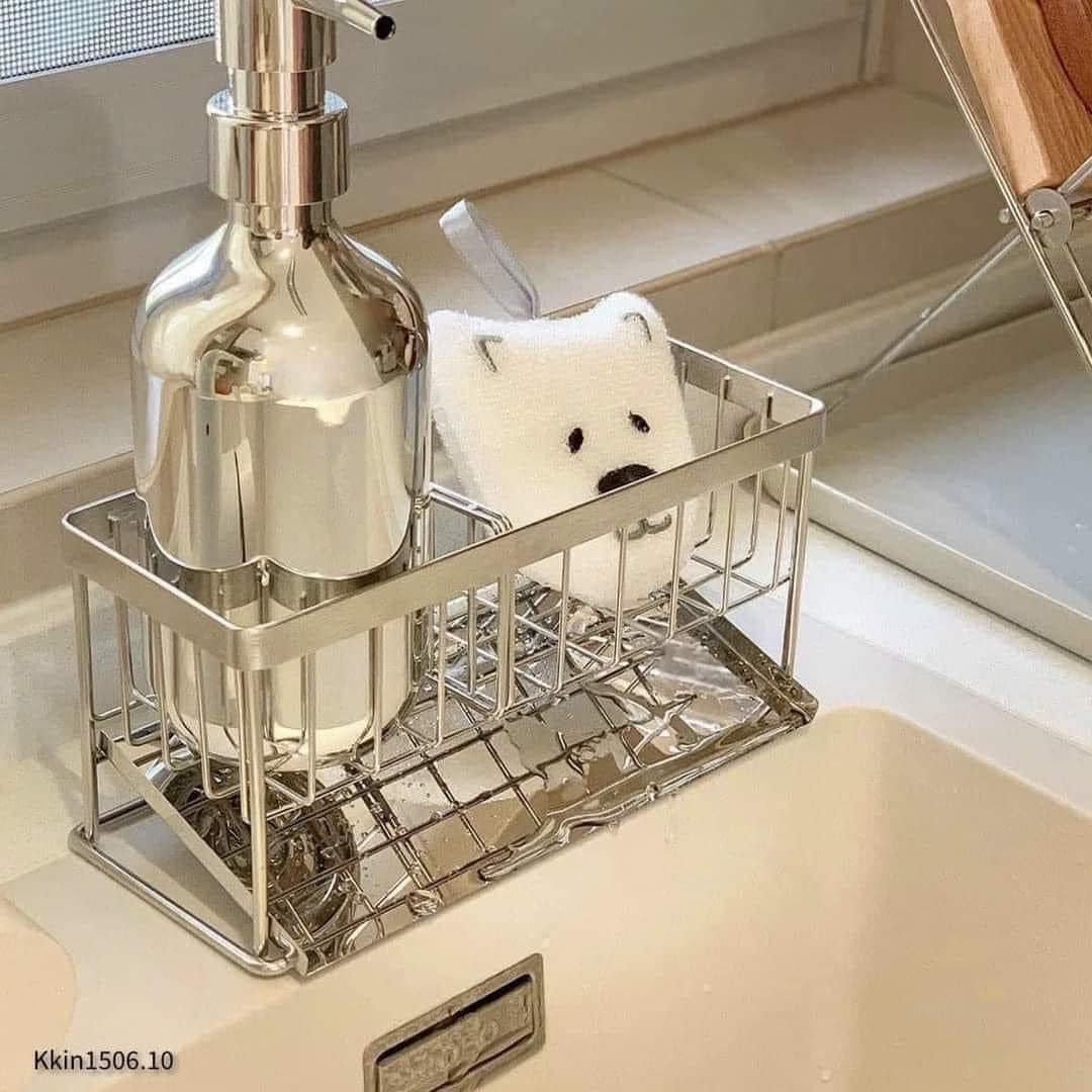 Khay inox 304 để đồ rửa chén bát kèm khay hứng nước mẫu mới 2023