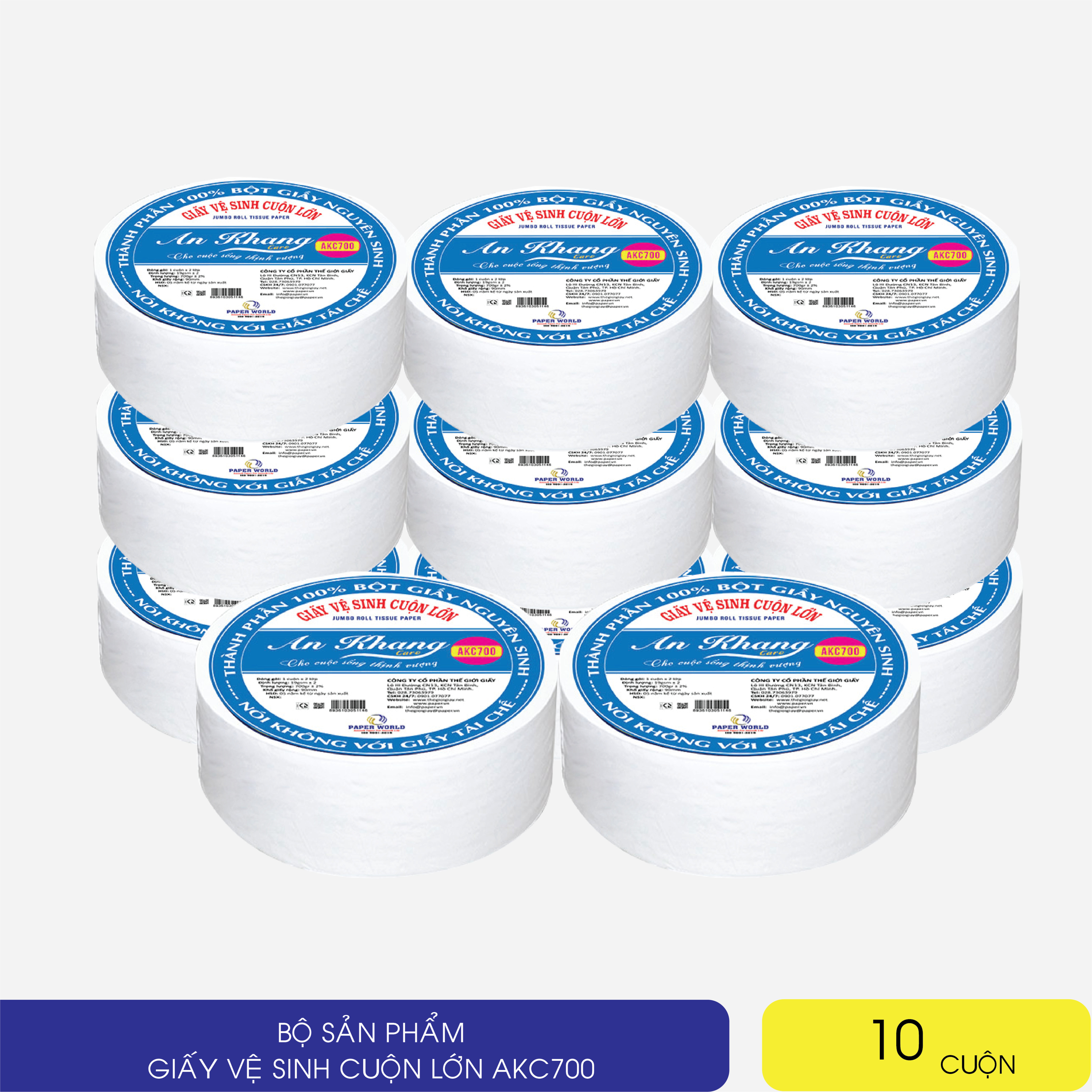 Giấy vệ sinh An Khang 700g combo 10 cuộn