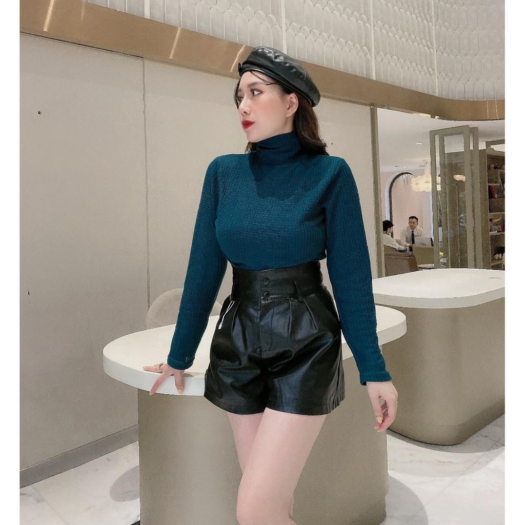 Áo len nữ cổ lọ dài tay chất tăm vuông nhiều màu coco land ulzzang