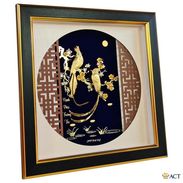 Tranh chim chào mào và hoa mai 35x35 cm
