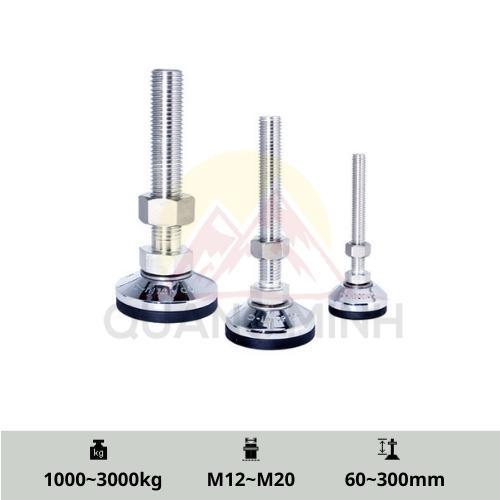 SMZC/SMZCS - Chân tăng chỉnh chiều cao, chịu lực, inox 304, thép mạ, đế cao su M12, M14, M16, M20 cao cấp Hàn Quốc