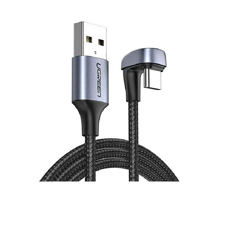 Cáp USB type C 1M bẻ chữ U màu đen sạc nhanh đầu bọc nhôm chống nhiễu Ugreen 70313 US311 Hàng Chính Hãng