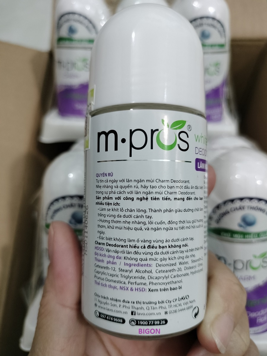 Lăn Khử Mùi M.Pros 60ml -Trắng Mịn - Quyến Rũ - Khử Mùi Hiệu Quả
