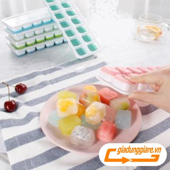 Khay đá silicon có nắp đậy không dính mùi thực phẩm
