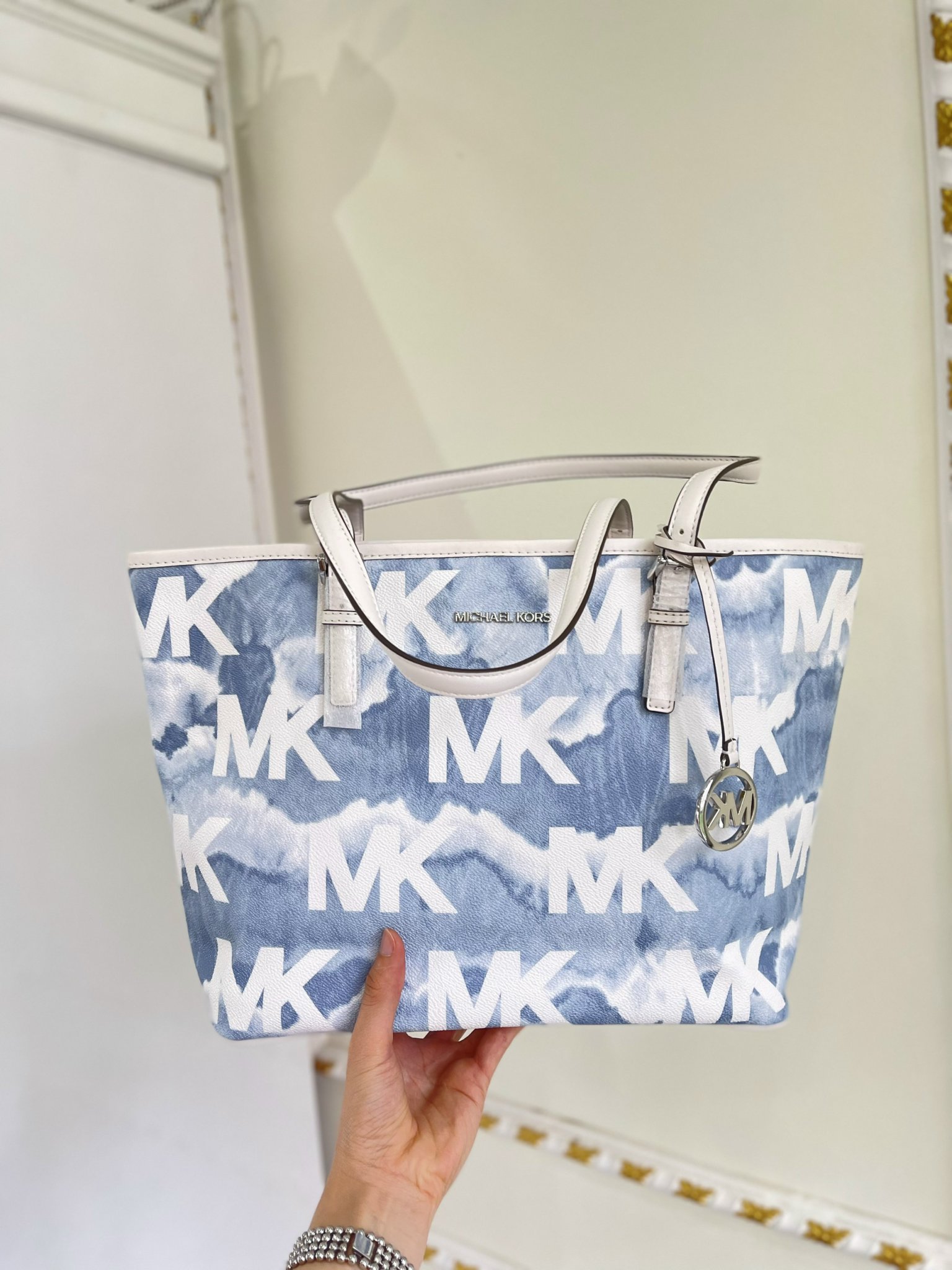 Túi MK Tote logo xanh